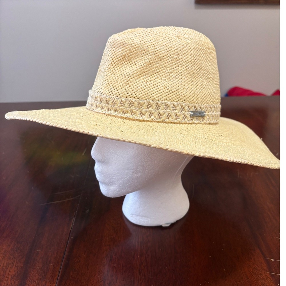 Gigi Pip Womens Wide Brim Fedora Straw Sun Hat XS Boho Summer Coastal Festival